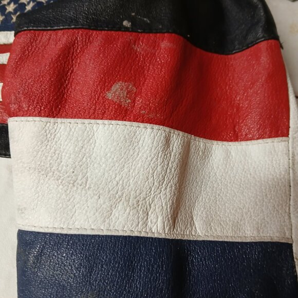 Vintage 90's Leather Jacket Very Rare International Flags Patches USA America - Picture 8 of 12